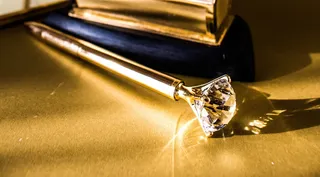 文具，工作，书桌，钢笔，黄金，金色，财富，奢侈品