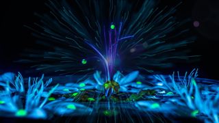 霓虹灯, 植物, 设计, 池塘, 抽象, 蓝色, 照明, 光-自然现象