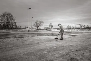 清扫、扫帚、清洁、人、混凝土、批次、一人、全长