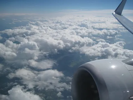 平原，空气，蓝色，蓝天，天空，空气，clowds，飞机，鸟瞰图