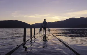 孤独，海滩，平静，黎明，码头，黄昏，湖泊，风景