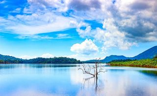 风景，自然，天空，水，云，田园诗，湖，山