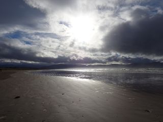 英寸海滩，海滩，爱尔兰，云，阳光，水，天空，海