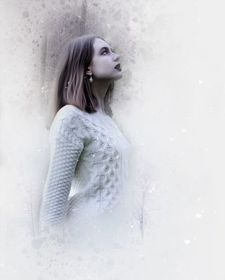 照片, 女人, 穿着, 白色, 毛衣, 冬天, 雪, 时尚