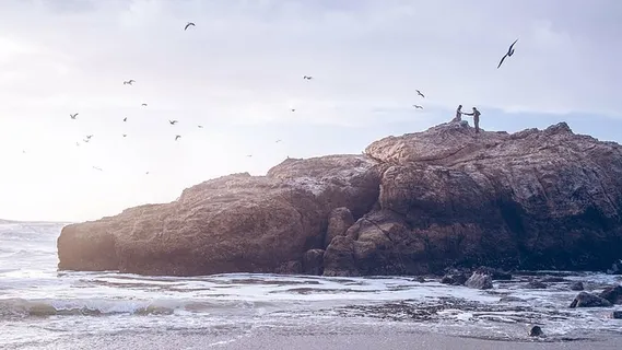 棕色，岩层，海岸，海洋，海洋，水，波浪，自然