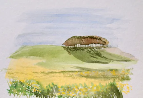 水彩画，风景画，卡片，绘画，艺术，动物，动物主题，一个动物