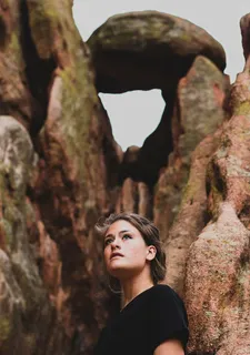 女人,站着,在旁边,岩石形成,人,美,旅行,冒险 女人,站着,在旁边,岩石形成,人,美,旅行,冒险