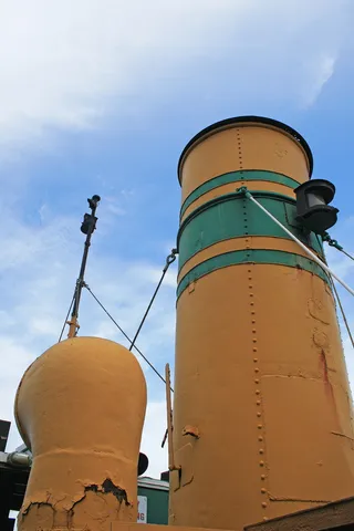 堆栈的拖船, 船, 拖轮, 老, 退休, 堆栈, 空气勺, 通风井