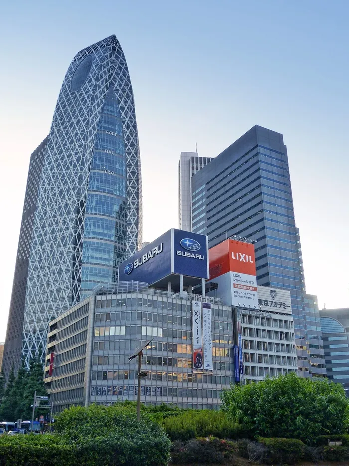 日本、东京、新宿、城市、道路、十字路口、交叉口、交通