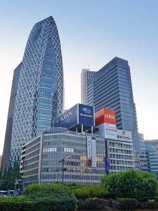 日本、东京、新宿、城市、道路、十字路口、交叉口、交通