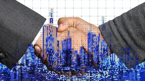 握手、握手、地平线、城市、手、欢迎、协议、合同