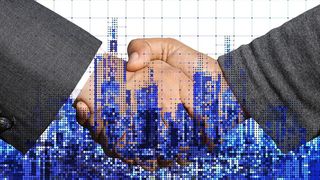 握手、握手、地平线、城市、手、欢迎、协议、合同