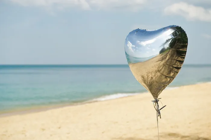 浅，聚焦摄影，箔片气球，海滩，沙滩，大海，气球，哈特