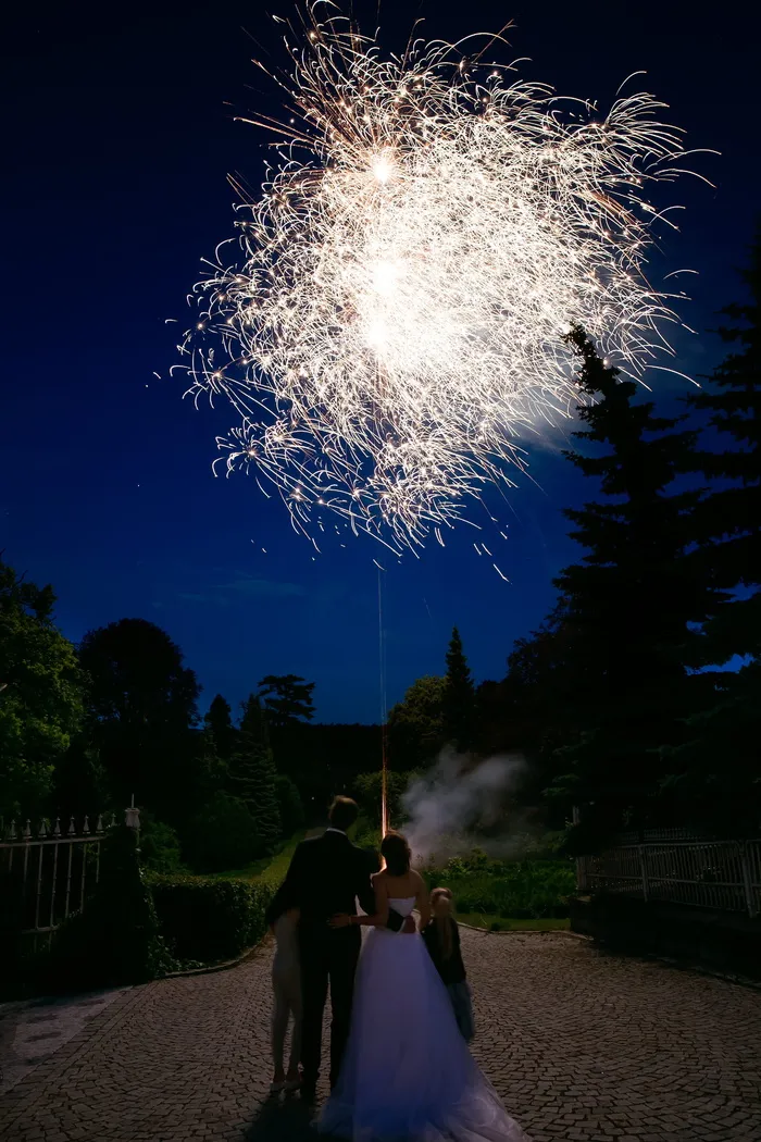 烟花，夜晚，婚礼，烟花，庆祝，活动，真人，烟花表演