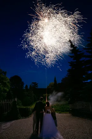 烟花，夜晚，婚礼，烟花，庆祝，活动，真人，烟花表演