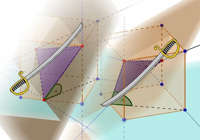数学，数学，交集，几何，立方体，角度，剑，没有人