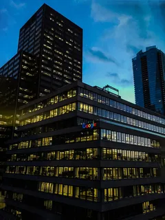 加拿大，多伦多，城市，灯光，谷歌，夜晚，蓝色，建筑