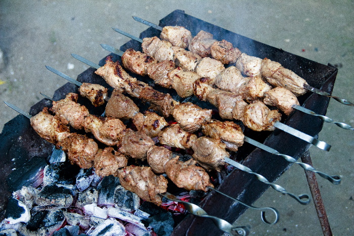 烤肉串，肉，芒果，油炸，野餐，美味，营养，煤炭