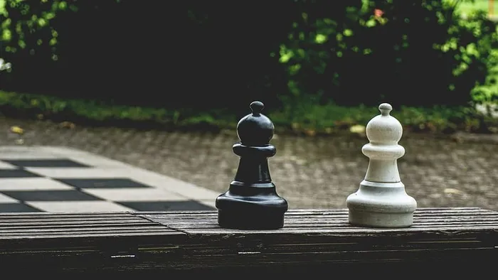 木头、黑白、街道、模糊、棋盘游戏、挑战、棋盘、国际象棋