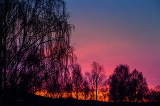 瑞典，托斯比，日出，蓝色，绿色，品红色，橙色，黄色