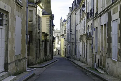 混凝土,道路,房屋,混凝土道路,中间,普瓦捷,老城,街道 混凝土,道路,房屋,混凝土道路,中间,普瓦捷,老城,街道
