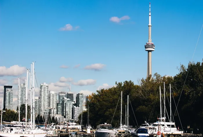 加拿大，多伦多，海滨，天空，cn塔，地标，热门，船只