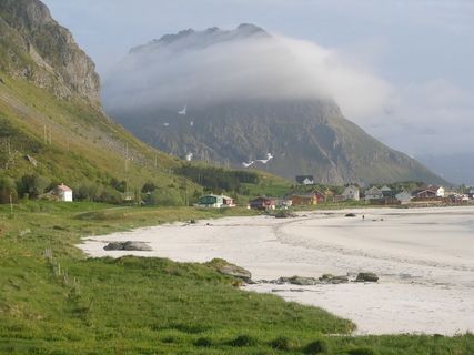 挪威，海滩，lofoten，夏季，山区，环境，风景-自然，山脉
