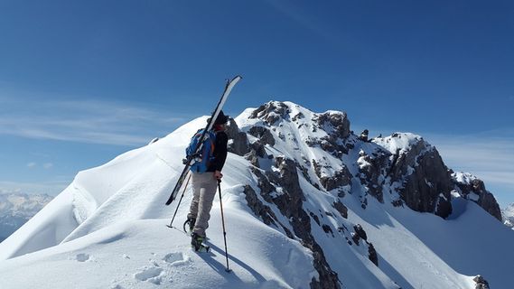 人,携带,背包,滑雪板,山,盖,雪,白天 人,携带,背包,滑雪板,山,盖,雪,白天