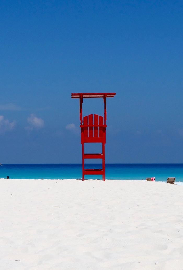 海滩，大海，坎昆，沙滩，加勒比海，海边，天空，救生员小屋