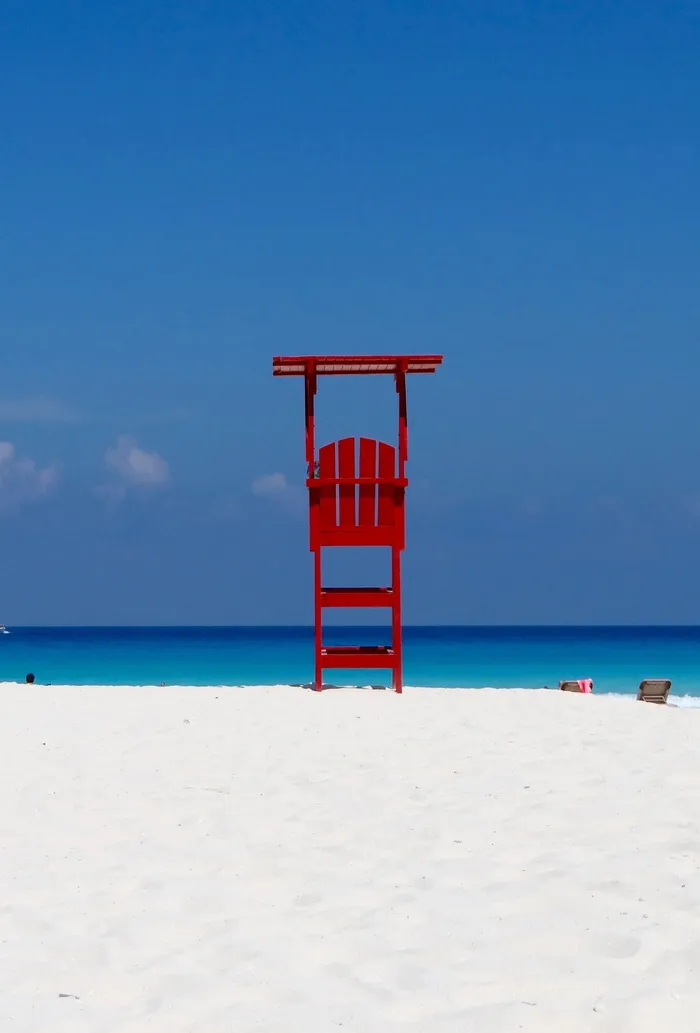 海滩，大海，坎昆，沙滩，加勒比海，海边，天空，救生员小屋