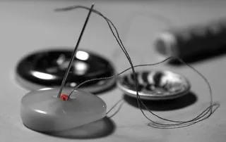 缝纫，纽扣，红色，4孔，纽扣，纱线，工艺，纺织品