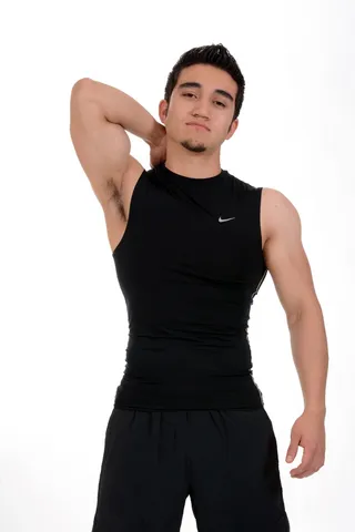 男士、正面、白色、墙壁、摆姿势、运动、健身、运动