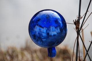 镜像世界，梦幻家园，幸福与玻璃，自然，特写，蓝色，球体，没有人