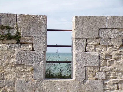 壁垒、海洋、堡垒、法国、视图、re、地平线、建筑