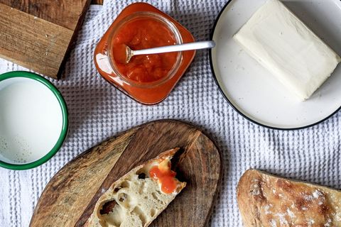 食品和饮料、食品、新鲜度、餐桌、高角度视野、面包、室内、正上方