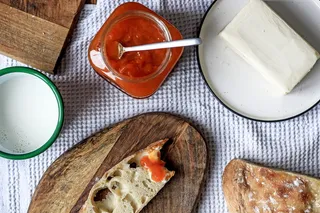 食品和饮料、食品、新鲜度、餐桌、高角度视野、面包、室内、正上方