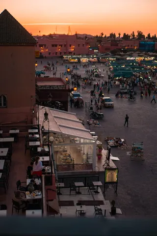 购买、出售、人员、poople、摩洛哥、日落、市场、建筑