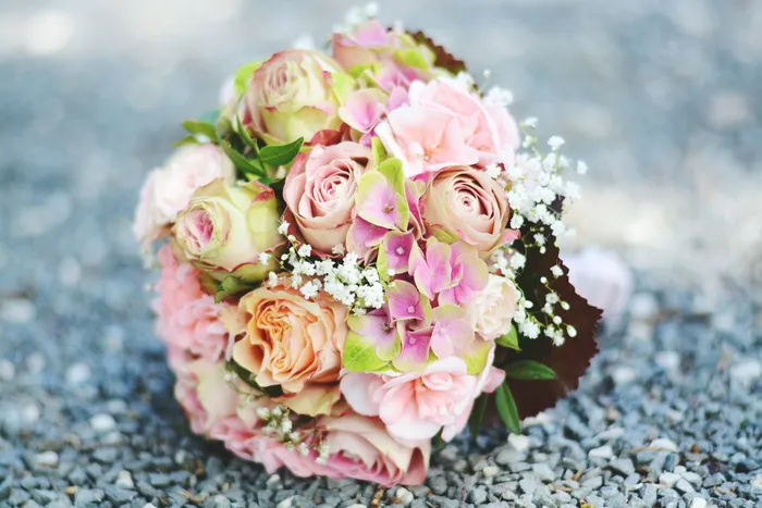 选择性的, 聚焦摄影, 粉, 绿色, 花花束, Bouquet, 女人, Marry
