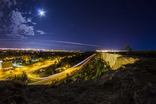 美国，比林斯，城市，飞机，云，月亮，天际线，建筑物