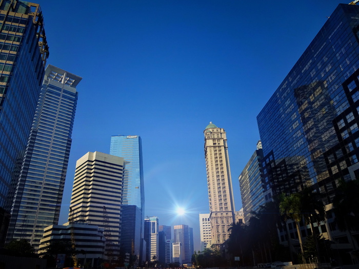 印度尼西亚，雅加达市中心，高地，蓝色，全景，壁纸，风景，美丽