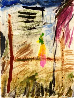 鸟，绘画，非客观，场景，彩色，抽象，绘画，丙烯画