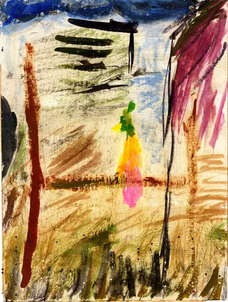 鸟，绘画，非客观，场景，彩色，抽象，绘画，丙烯画