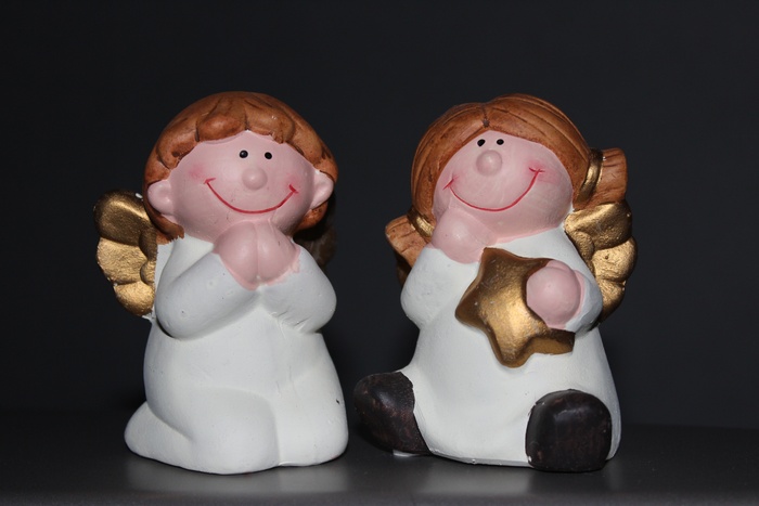 天使，情侣，守护天使，玩具，摄影棚拍摄，人类表现，室内，表现