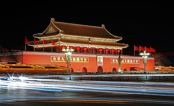 建筑，建筑，基础设施，墙壁，灯光，红旗，中国