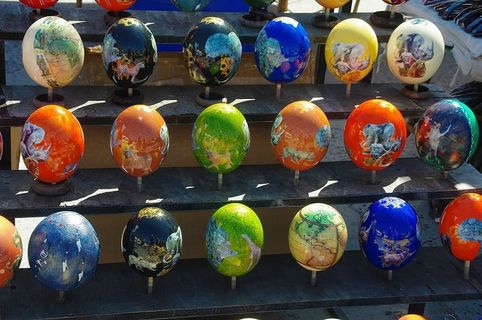 南非，帽子，市场，鸡蛋，鸵鸟，装饰，五颜六色，没有人