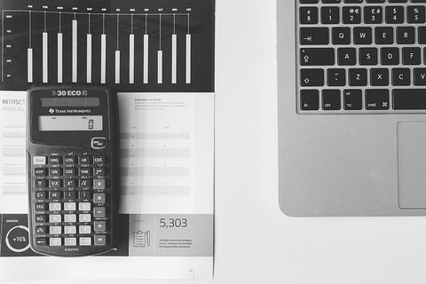 黑色计算器，黑色，科学，计算器，旁边，macbook，数字，会计