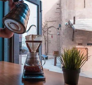 复古，水壶，咖啡，制作，调味，倒酒，厨房，植物