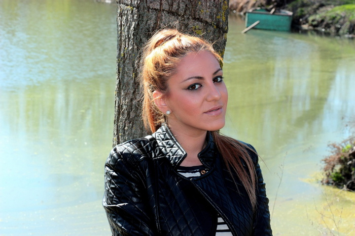 女孩、金发、性感、美丽、时尚、湖泊、肖像、年轻成年人