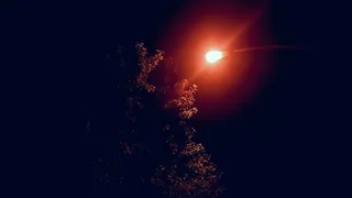 路灯在晚上亮着