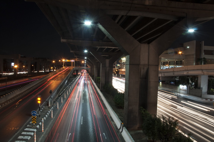 曼谷, 泰国, 街道, 照明, 夜, 交通, 架构, 议案